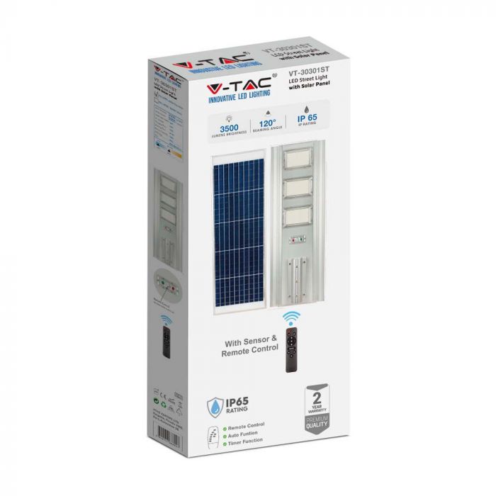 40W (3500Lm) 3.2V LED päikesevalgusti, V-TAC, IP65, jaheda valge 6400K