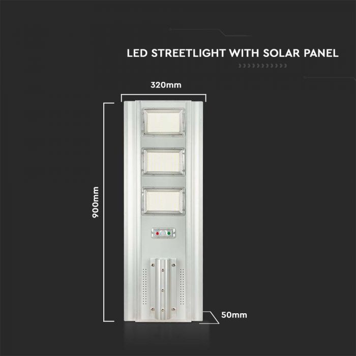40W(3500Lm) 3.2V LED solārais ielu gaismeklis, V-TAC, IP65, auksti balta gaisma 6400K