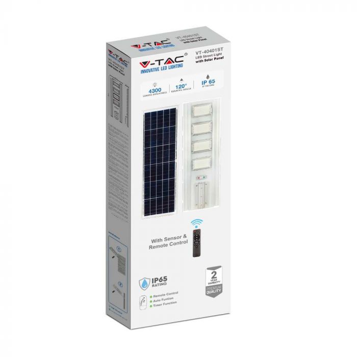 50W (4300Lm) 3.2V LED päikesevalgusti, V-TAC, IP65, jaheda valge 6400K