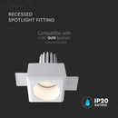 GU10 infälld ram/armatur för gipsskivor, kvadratisk, vit, 80x80x50mm, infälld. Storlek: 5 mm 85x85mm, V-TAC