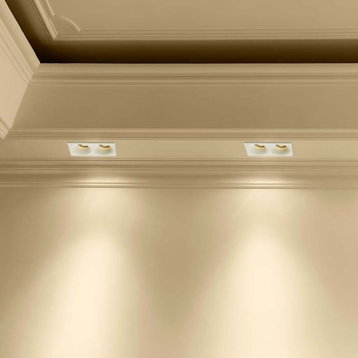 GU10 recessed plaster frame/fixture for 2 bulbs, square, white, 190x100x40mm, recessed. izm. 195x105mm, V-TAC