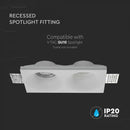 GU10 recessed plaster frame/fixture for 2 bulbs, square, white, 190x100x40mm, recessed. izm. 195x105mm, V-TAC