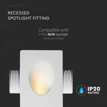 GU10 recessed plasterboard frame/fixture, square, white, 180x120x70mm, recessed. Size: 5 x 180 x 180 mm. 185x125mm, V-TAC