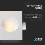 GU10 süvistatav kipsplaatraam/valgusti, ruudukujuline, valge, 250x210x80mm, süvistatav. suurus 255x215mm, V-TAC