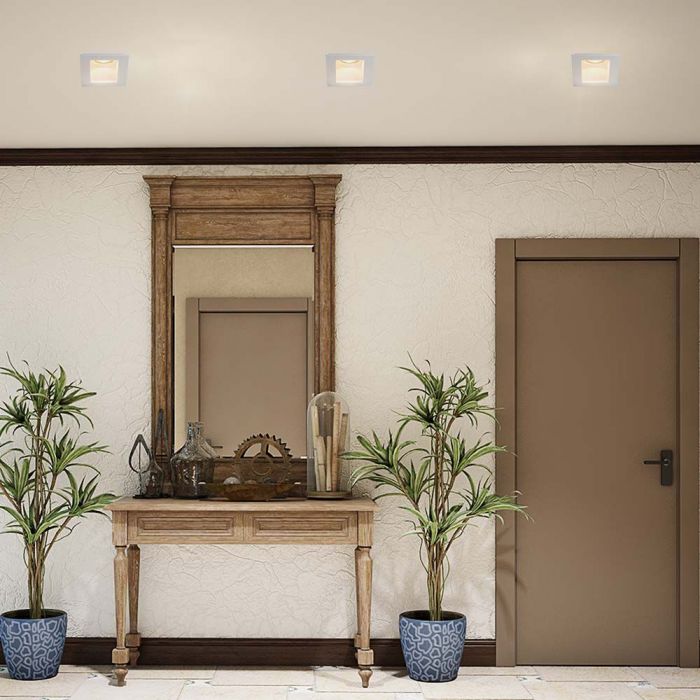 GU10 встраиваемый в гипсокартон, квадратный, белый, 120x120x60 мм, встраиваемый. Размер: 120 x 120 x 120 мм 125x125 мм, V-TAC