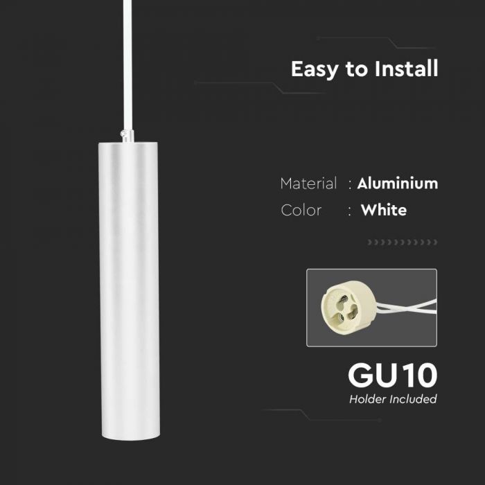 GU10 glödlampsram, vit, 60x300x1700mm, V-TAC