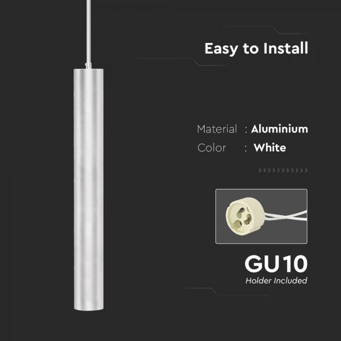 GU10 glödlampsram, vit, 60x500x1700mm, V-TAC