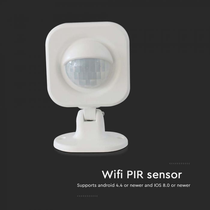 WIFI PIR sensors, saderīgs ar lietotni V-TAC Smart Light vai Alexa un Google Home, 2xAAA,  2.4GHz,  1.5Vx2,