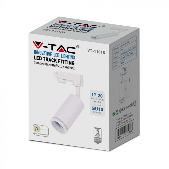 GU10 LED Track light, V-TAC, IP20, white