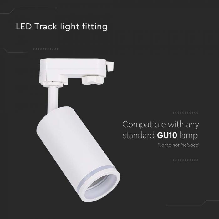 Светодиодный трековый светильник GU10, V-TAC, IP20, белый