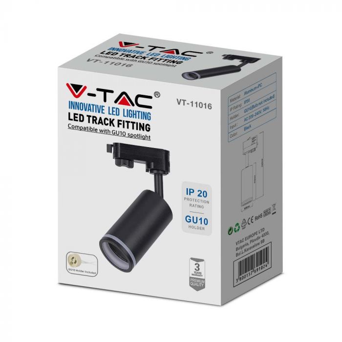 GU10 LED Track light, V-TAC, IP20, black