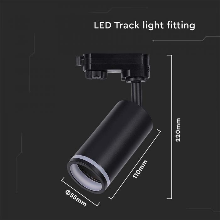 GU10 LED Track light, V-TAC, IP20, black