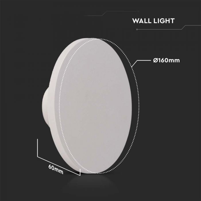 12W(1200Lm) LED-kupolarmatur, rund, vit, V-TAC, IP65, neutralvit 4000K