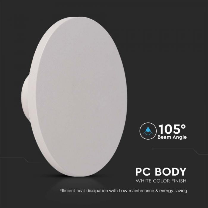 12W(1200Lm) LED dome light, round, white, V-TAC, IP65, warm white light 3000K