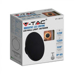 12W(1200Lm) LED kuppelvalgusti, ümmargune, must, V-TAC, IP65, soe valge valgus 3000K