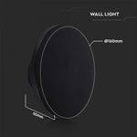 12W(1200Lm) LED kuppelvalgusti, ümmargune, must, V-TAC, IP65, soe valge valgus 3000K