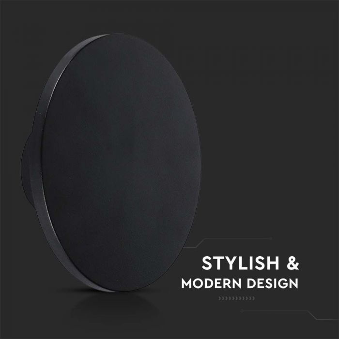 12W(1200Lm) LED kuppelvalgusti, ümmargune, must, V-TAC, IP65, soe valge valgus 3000K