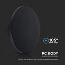 12W(1200Lm) LED kuppelvalgusti, ümmargune, must, V-TAC, IP65, soe valge valgus 3000K