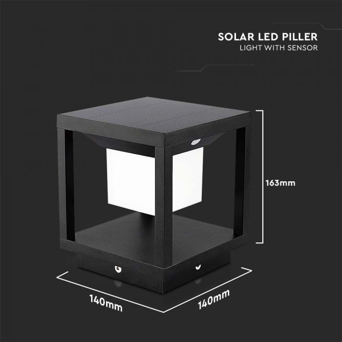 2W(90Lm) LED-solarmatur, 5,5V 3W, V-TAC, varmvitt ljus 3000K