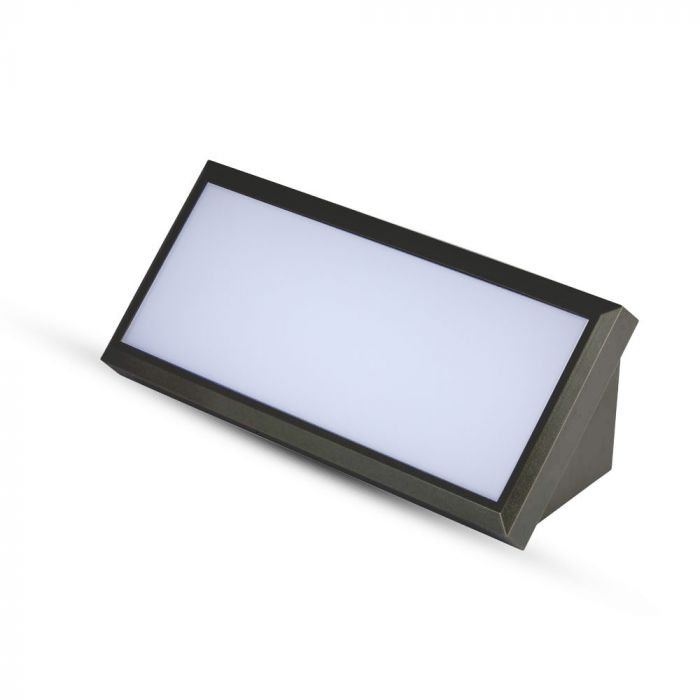 12W(1250Lm) LED Fasādes gaismeklis, kvadrāta formas, V-TAC, IP65, melns, auksti balta gaisma 6400K