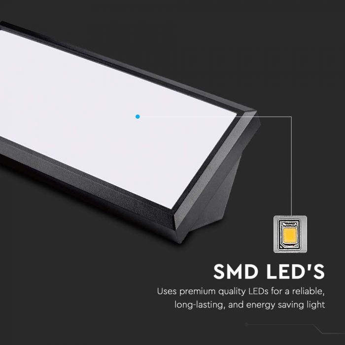 12W(1250Lm) LED Facade light, square shape, V-TAC, IP65, black, neutral white light 4000K