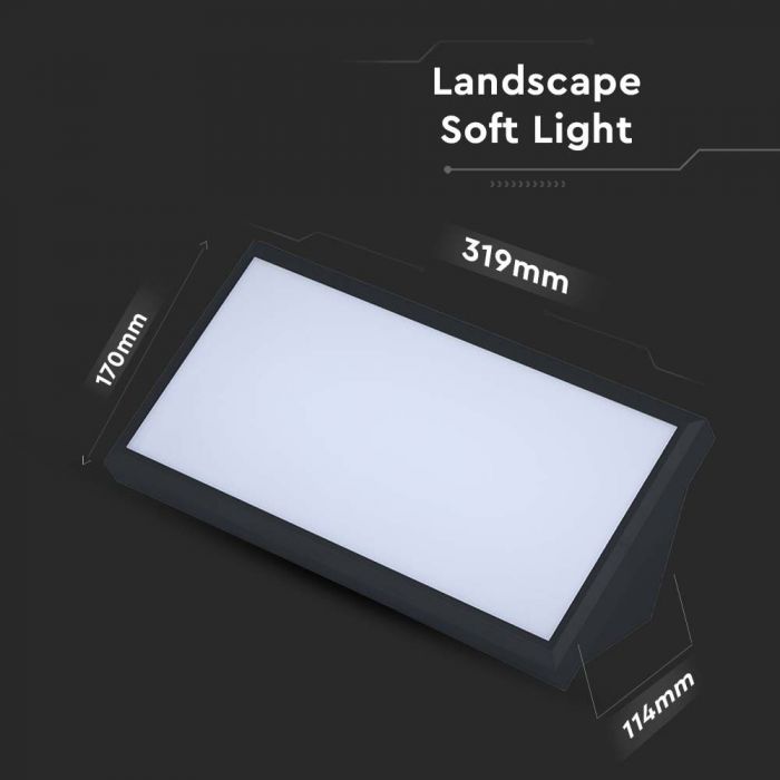 20W(2045Lm) LED Facade light, square shape, V-TAC, IP65, black, warm white light 3000K