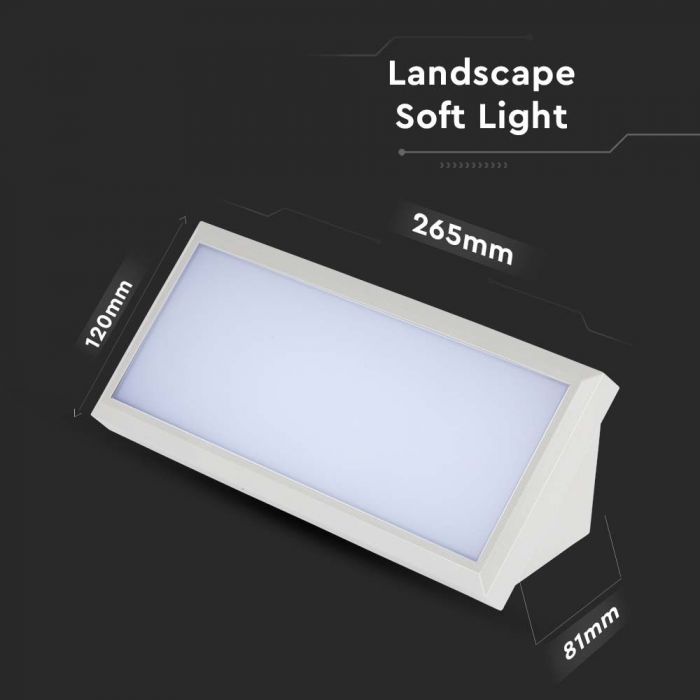 12W(1250Lm) LED Facade light, square shape, V-TAC, IP65, white, warm white light 3000K