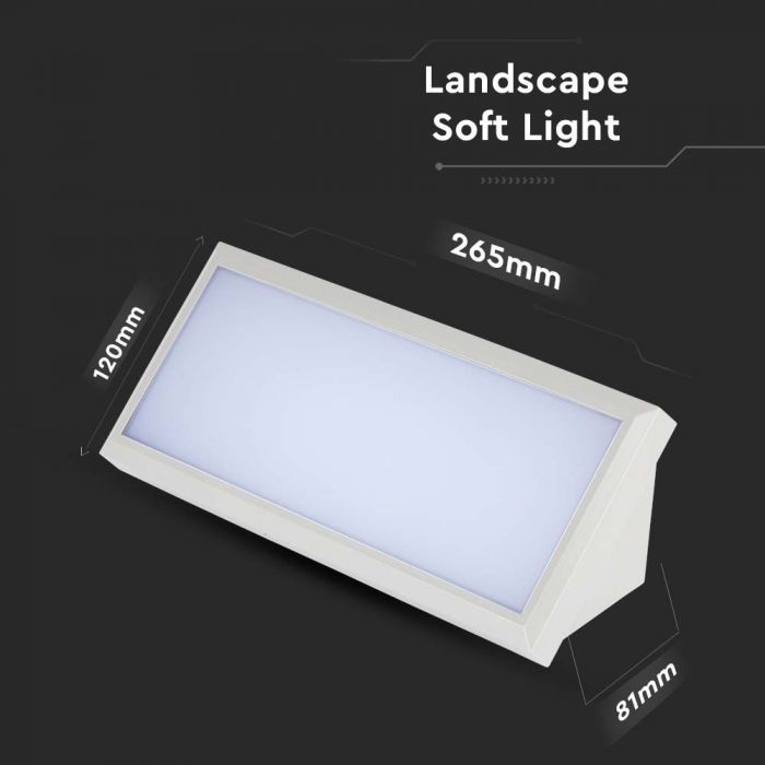12W(1250Lm) LED-fassaadivalgusti, kandiline, V-TAC, IP65, valge, külmvalge 6400K