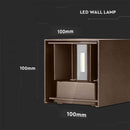 Фасадный светодиодный светильник 11W(1360Lm) BRIDGELUX, коричневый, IP65, квадратный, теплый белый 3000K