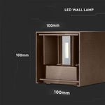 11W(1360Lm) BRIDGELUX LED fasadarmatur, brun, IP65, fyrkantig, varmvit 3000K