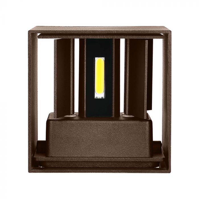 11W(1360Lm) BRIDGELUX LED fasadarmatur, brun, IP65, fyrkantig, varmvit 3000K