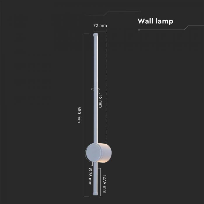 12W(1400Lm) LED Facade luminaire, V-TAC, IP65, white, warm white light 3000K