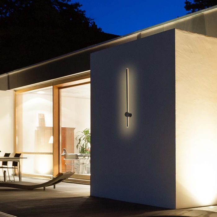 12W(1400Lm) LED Fasādes gaismeklis, V-TAC, IP65, melns, silti balta gaisma 3000K