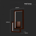 20W(2400Lm) LED wall luminaire, V-TAC, IP20, brown, warm white light 3000K