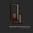 20W(2400Lm) LED seinavalgusti, V-TAC, IP20, pruun, soe valge valgus 3000K