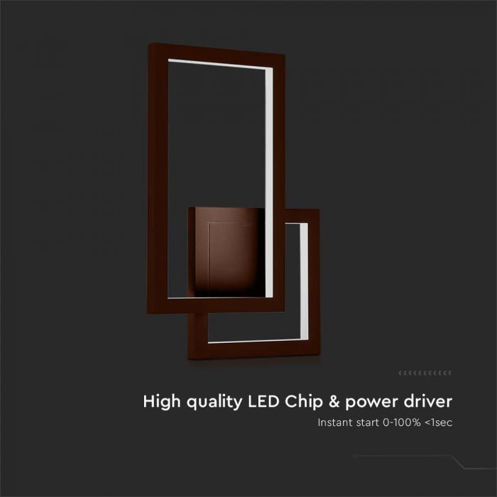 20W(2400Lm) LED wall luminaire, V-TAC, IP20, brown, warm white light 3000K