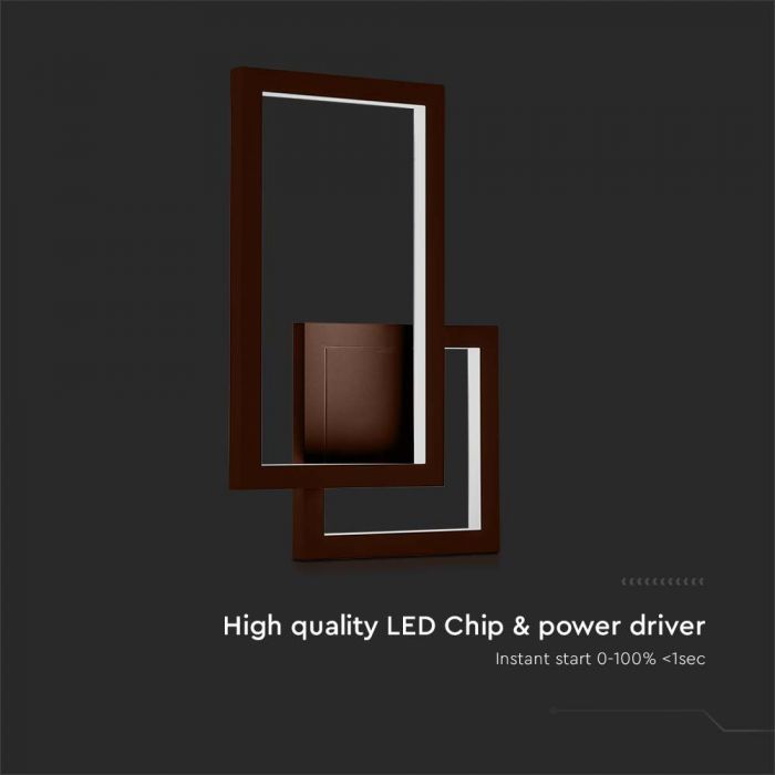 Настенный светодиодный светильник 20W(2400Lm), V-TAC, IP20, коричневый, теплый белый свет 3000K