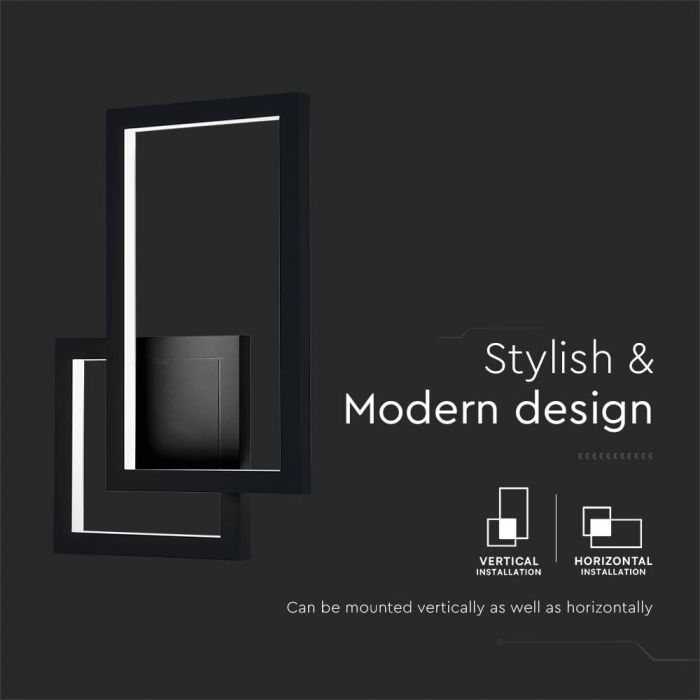 20W(2660Lm) LED Fasādes gaismeklis, V-TAC, IP20, melns, neitrāli balta gaisma 4000K