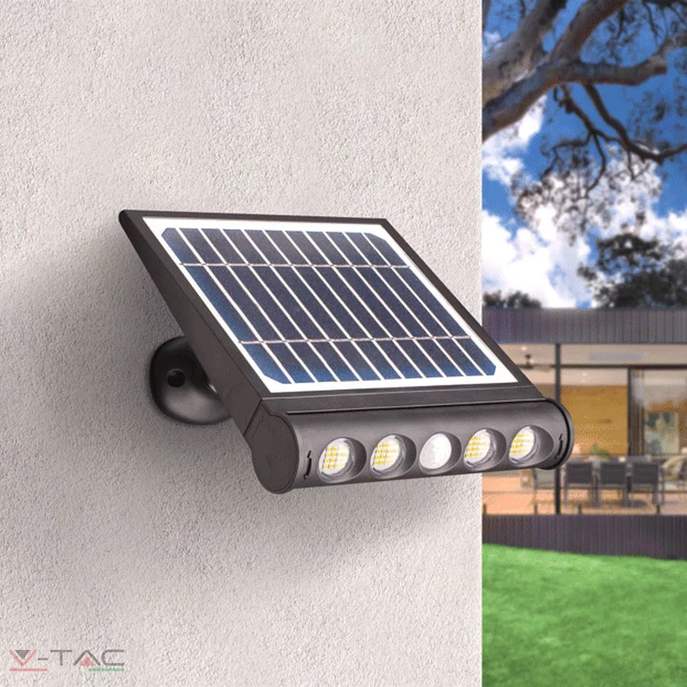 8W(950Lm) LED-solarmatur med PIR-sensor, V-TAC, IP65, varmvitt ljus 3000K