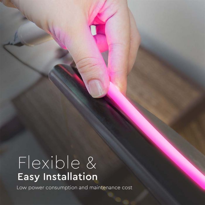 12W/m LED NEON FLEX pink ribbon, 24V, V-TAC, 10m, IP20, SMD2835
