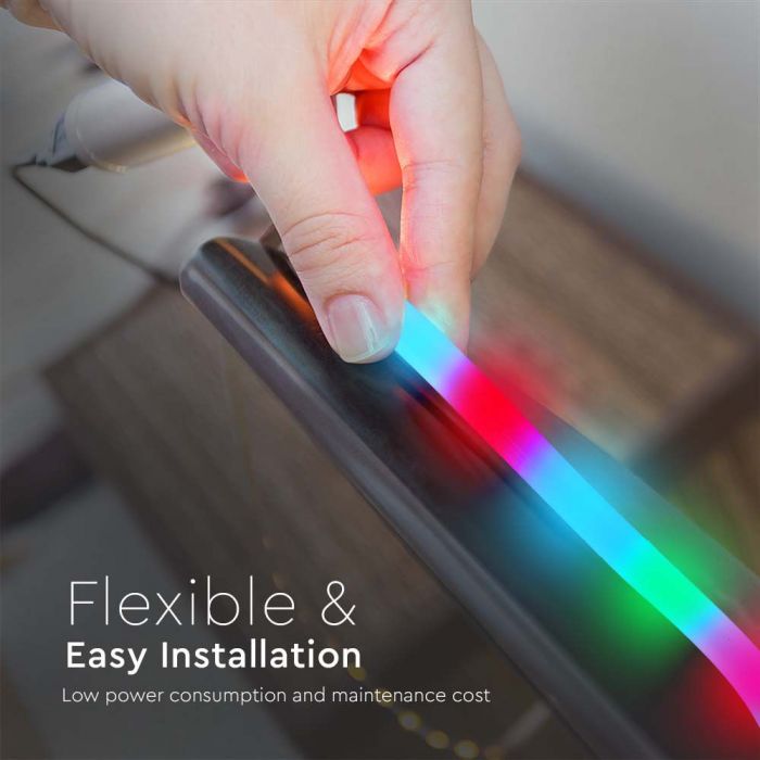 Светодиодная лента NEON FLEX RGB мощностью 24 Вт/м, 24 В, V-TAC, 5 м, IP20, SMD2835
