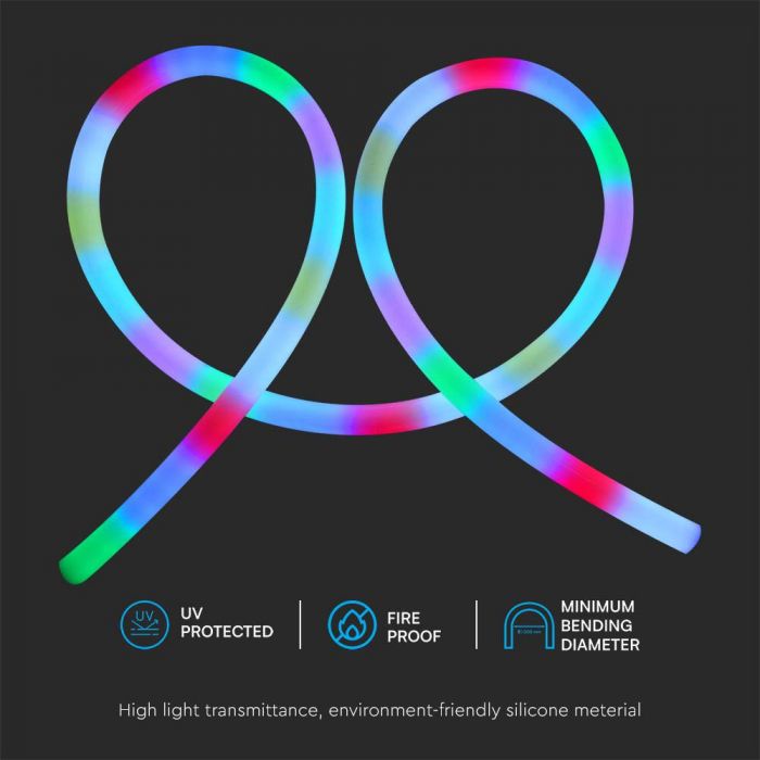 Светодиодная лента NEON FLEX RGB мощностью 24 Вт/м, 24 В, V-TAC, 5 м, IP20, SMD2835