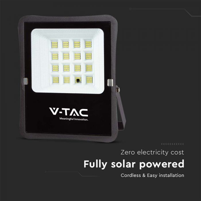 12W (1200Lm) LED-strålkastare med solcell, DC:3,2V, IP65, neutralt vitt ljus 4000K