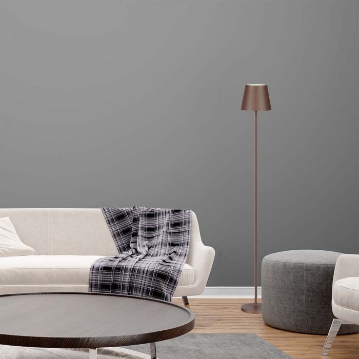 4W(300Lm) LED grīdas lampa, V-TAC, IP54, 4400mA BATTERY, brūna, vada garums 2m, silti balta gaisma 3000K