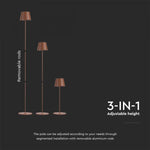 4W(300Lm) LED floor lamp, V-TAC, IP54, 4400mA BATTERY, brown, cable length 2m, warm white light 3000K