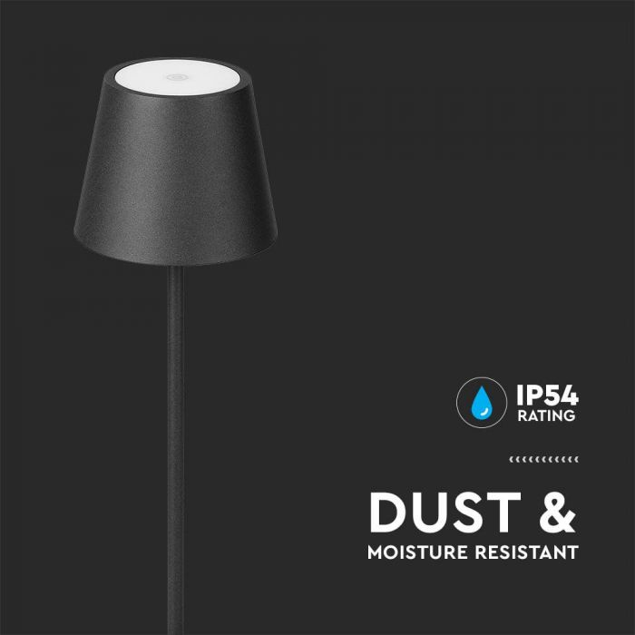 4W(300Lm) LED floor lamp, V-TAC, IP54, DC:5V, 1A-2A, 4400mA BATTERY, black, warm white light 3000K