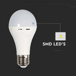 E27 9W(720Lm) LED-lampa med batteri (3h), V-TAC, A70, IP20, neutralvit 4000K