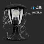 V-TAC Dārza laternas/lampas karkass ar 1xE27 LED spuldzi (spuldze nav iekļauta), vertikāls, melns, IP44