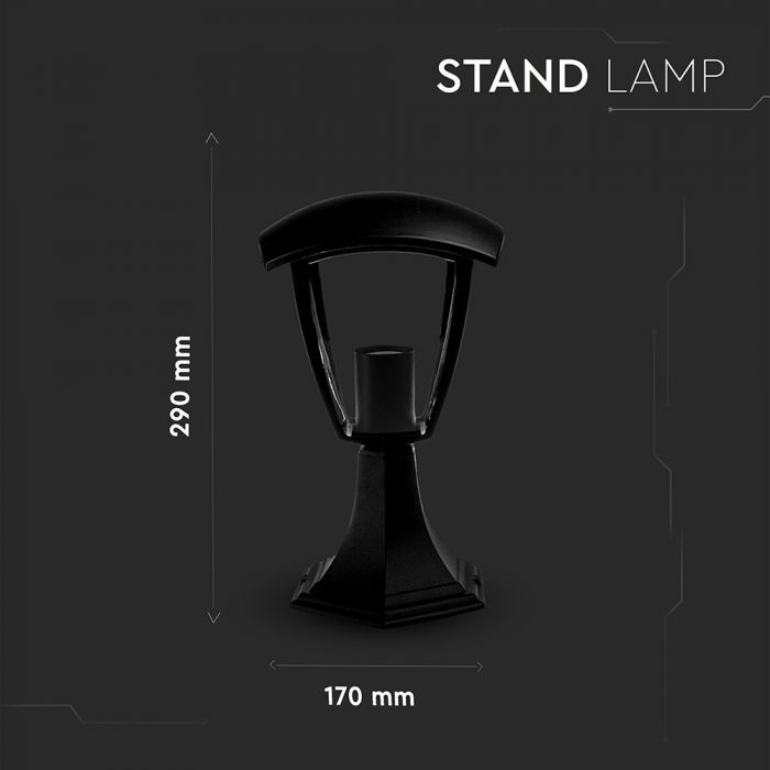 V-TAC Garden lantern/lamp frame with 1xE27 LED bulb (bulb not included), vertical, black, IP44