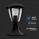 V-TAC Garden lantern/lamp frame with 1xE27 LED bulb (bulb not included), vertical, black, IP44